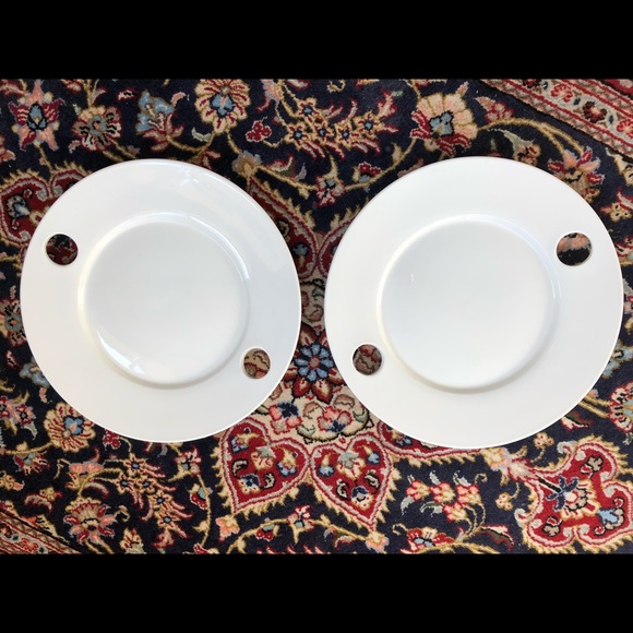 WHITE Pair Date Plates Dinnerware Cutout - Picture 1 of 2